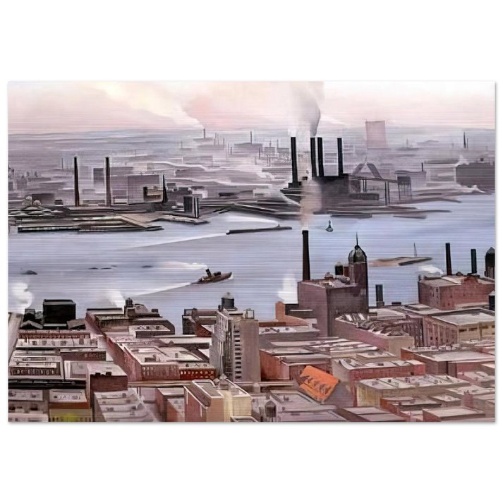 East River from the Thirtieth Story of the Shelton Hotel - Georgia O'Keeffe Brushed Aluminum Print - 70x100 cm / 28x40 inches | Georgia O'Keeffe Aluminum Print | Georgia O'Keeffe Prints