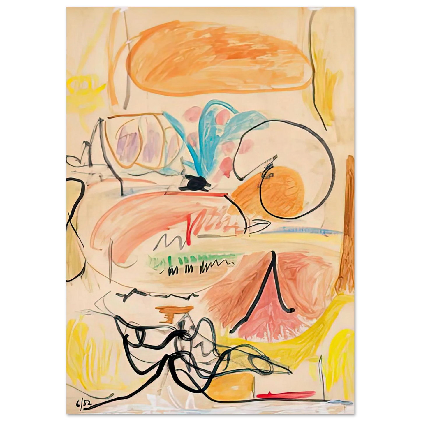 Helen Frankenthaler - Window Shade No. 1, 1952- Wall Art - 28x40 inches / 70x70 cm - Canvas (Imperial) - -