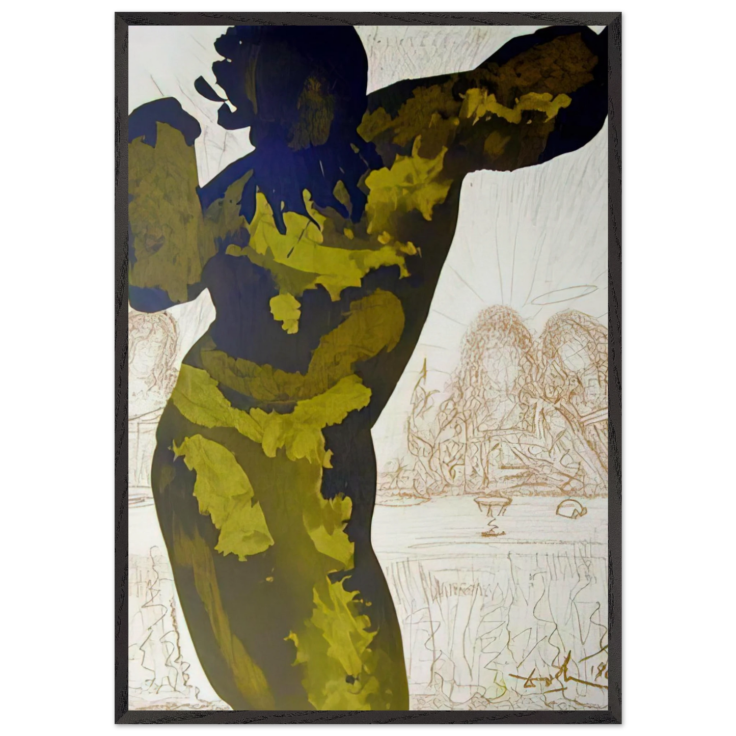 ET POST BUCCELLAM INTROIVIT IN EUM SATANAS PSALMS 40 10 1964 - Salvador Dali Framed Art Print – Black Wooden Frame - Default Title - -Framed Art Print