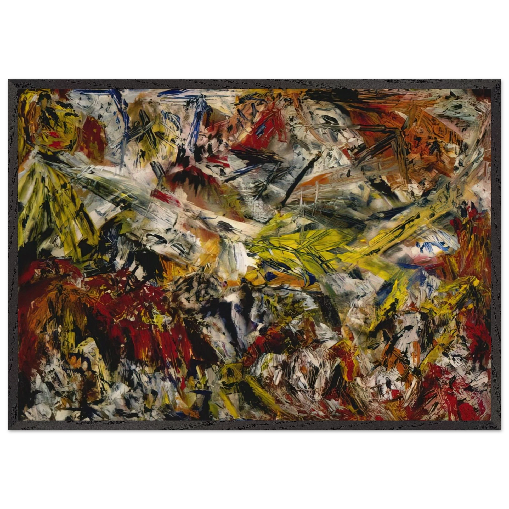 Wall artLe tumulte a la machoire crispee - Marcel Barbeau Framed Art Print – Black Wooden Frame - Default Title - -Framed Art Print