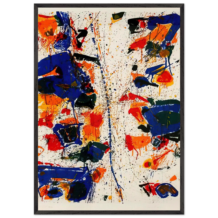 The White Line - Sam Francis 70x100 cm / 28x40 inches Framed Art Print – Black Wooden Frame