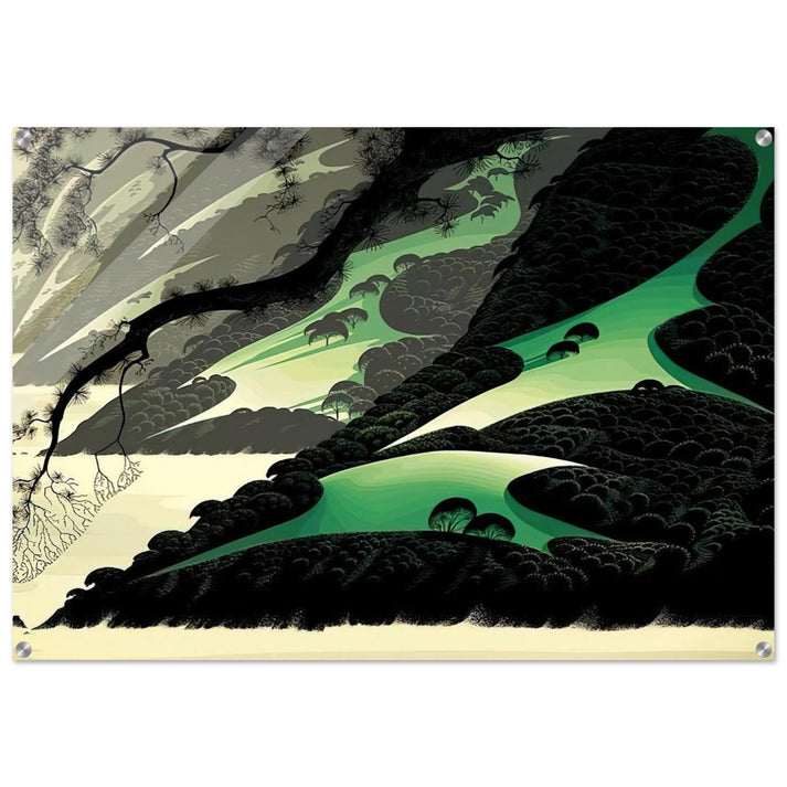 Green Big Sur - Eyvind Earle Acrylic Print - 70x100 cm / 28x40″ inches | Eyvind Earle Wall Art | Eyvind Earle Prints