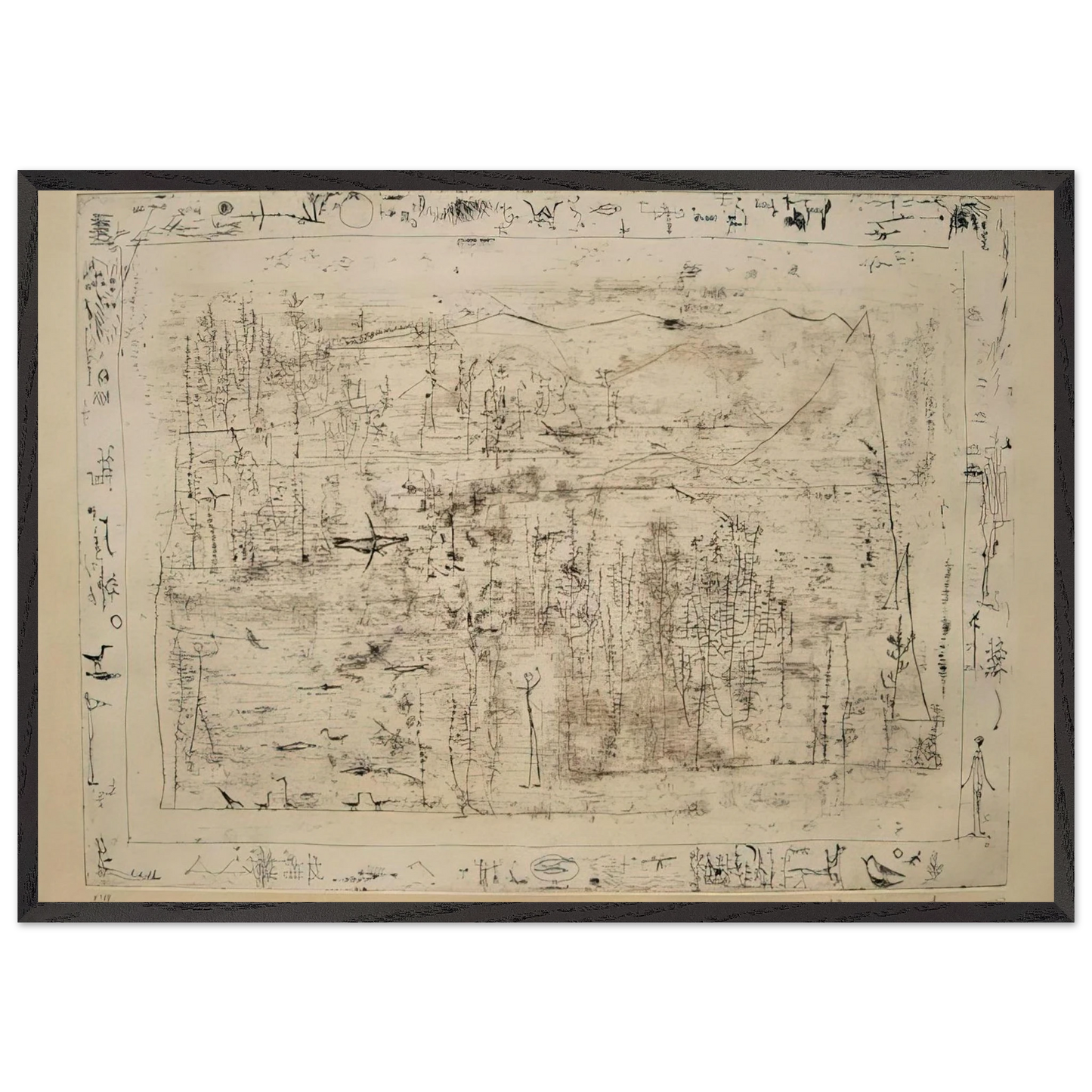 FLORA AND FAUNA 1951 - Zao Wou-Ki Framed Art Print – Black Wooden Frame - Default Title - -Framed Art Print