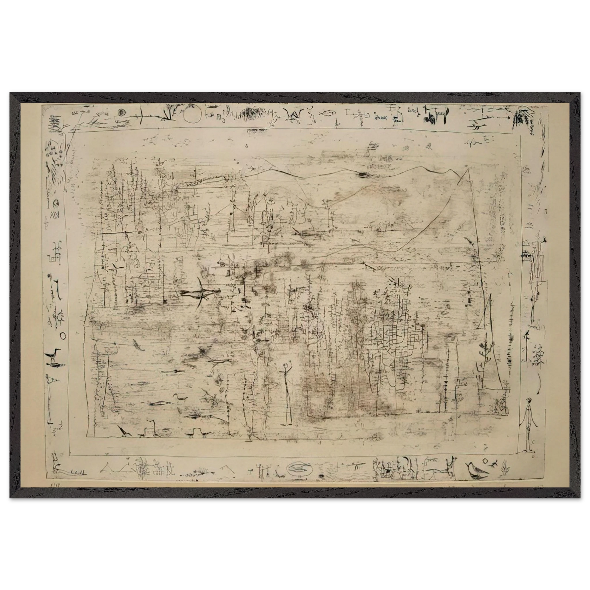 FLORA AND FAUNA 1951 - Zao Wou-Ki Framed Art Print – Black Wooden Frame - Default Title - -Framed Art Print