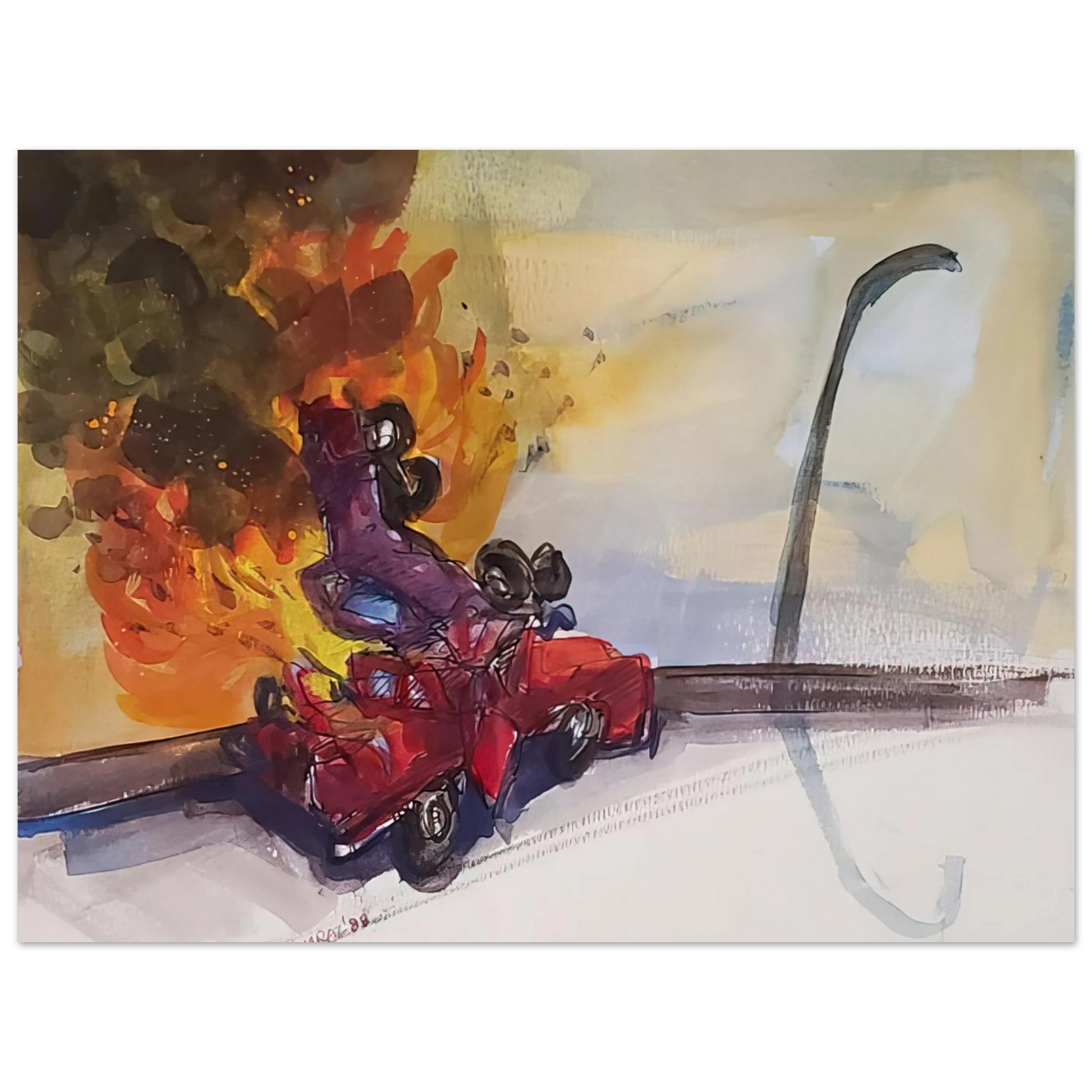 Carlos Almaraz - Pile Up Crash - 1984 Fine Art Poster - Default Title