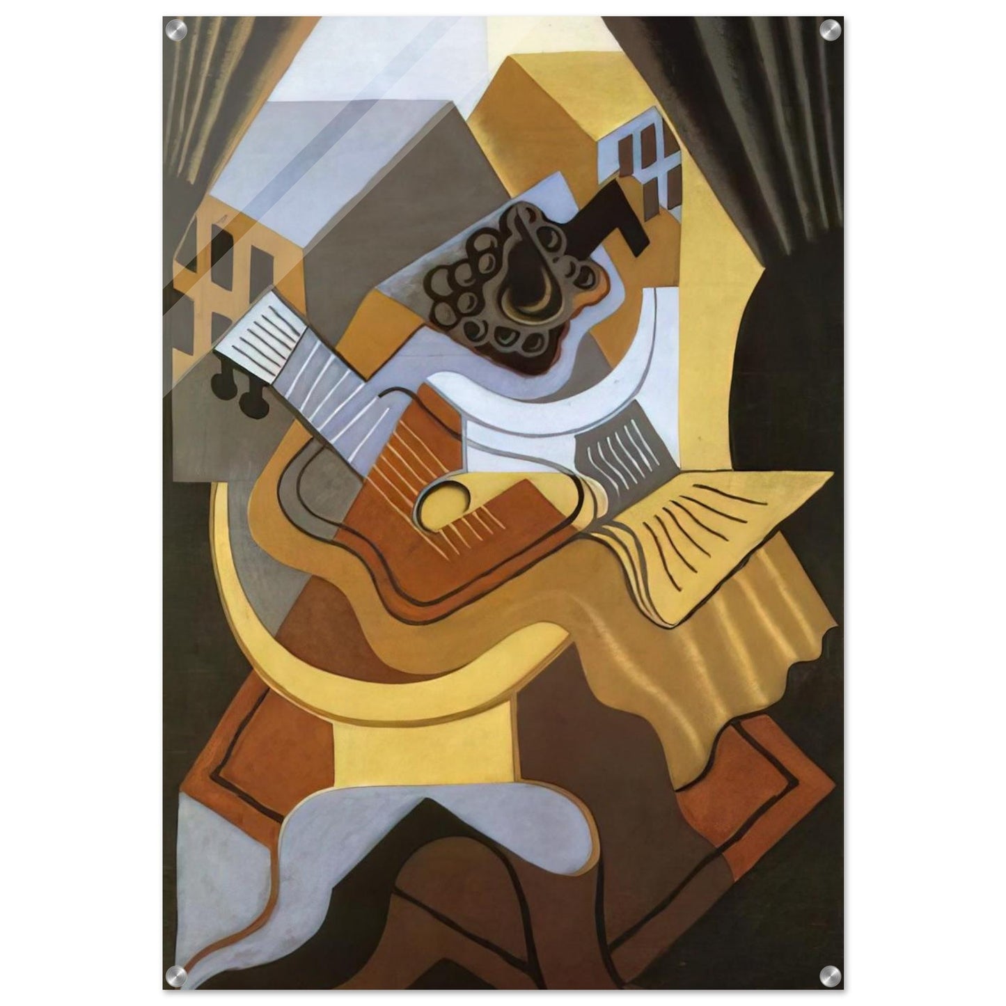 PEDISTAL TABLE IN FRONT OF THE WINDOW 1921 - Juan Gris Acrylic Print - 70x100 cm / 28x40″ inches | Juan Gris Wall Art | Juan Gris Prints