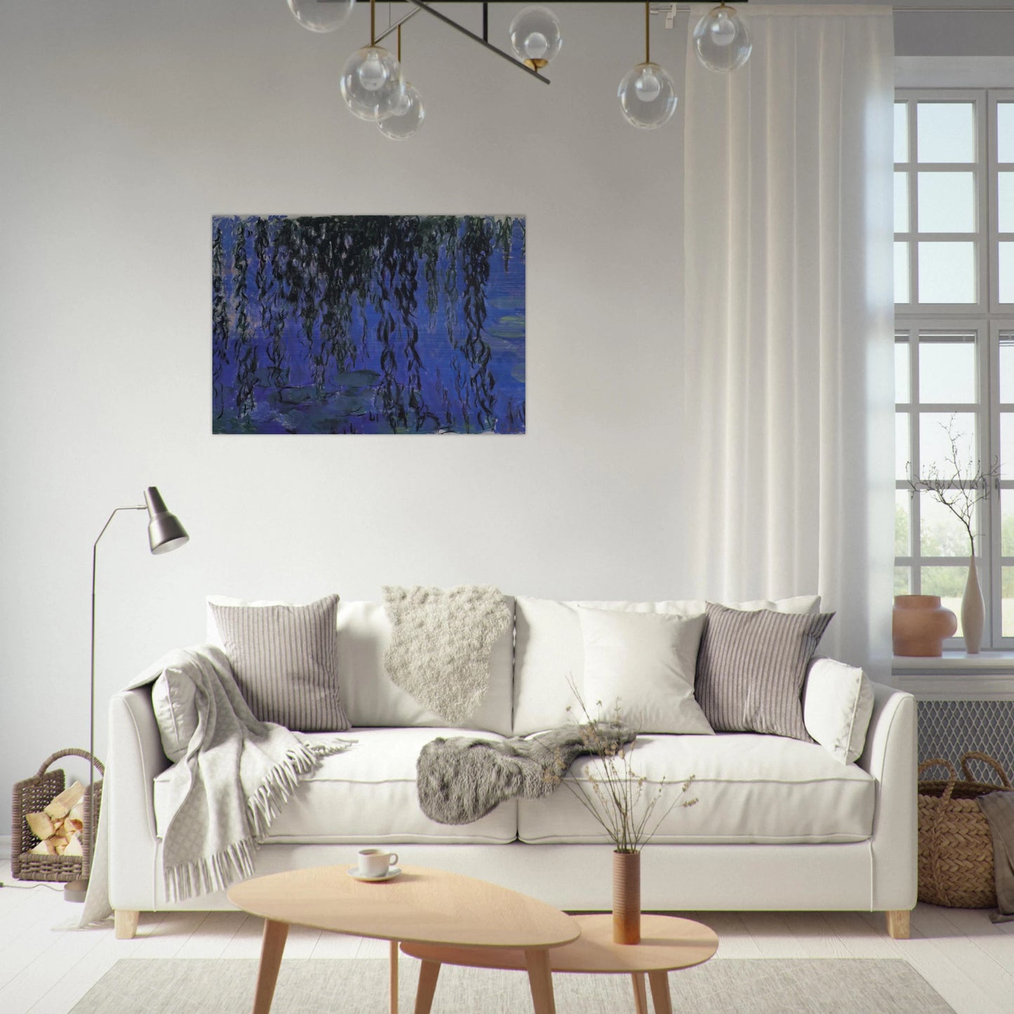 Water Lilies and Weeping Willow Branches - claude monet Brushed Aluminum Print - 70x100 cm / 28x40 inches | claude monet Aluminum Print | claude monet Prints