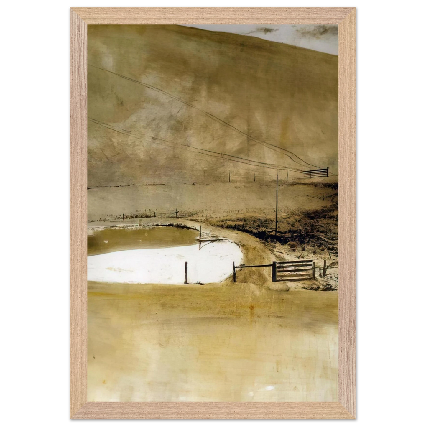 Andrew Wyeth - NOT DETECTED 34 Wall Art - 21x29.7 cm / 8x12" - Premium Wooden Framed Poster With Fine Art Paper - Black frame