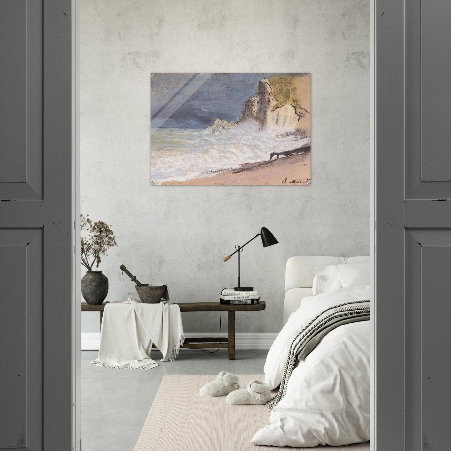 The Manneport, Etretat - Amont Cliff, Rough Weather - claude monet Acrylic Print - 70x100 cm / 28x40″ inches