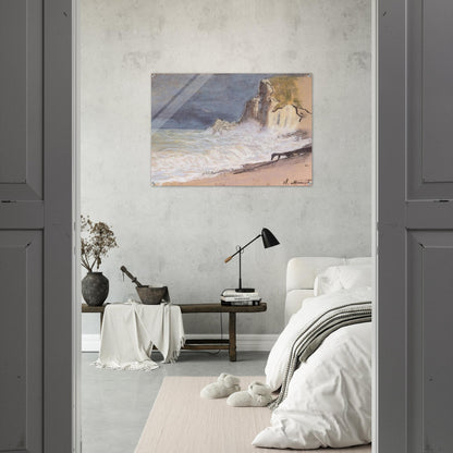 The Manneport, Etretat - Amont Cliff, Rough Weather - claude monet Acrylic Print - 70x100 cm / 28x40″ inches