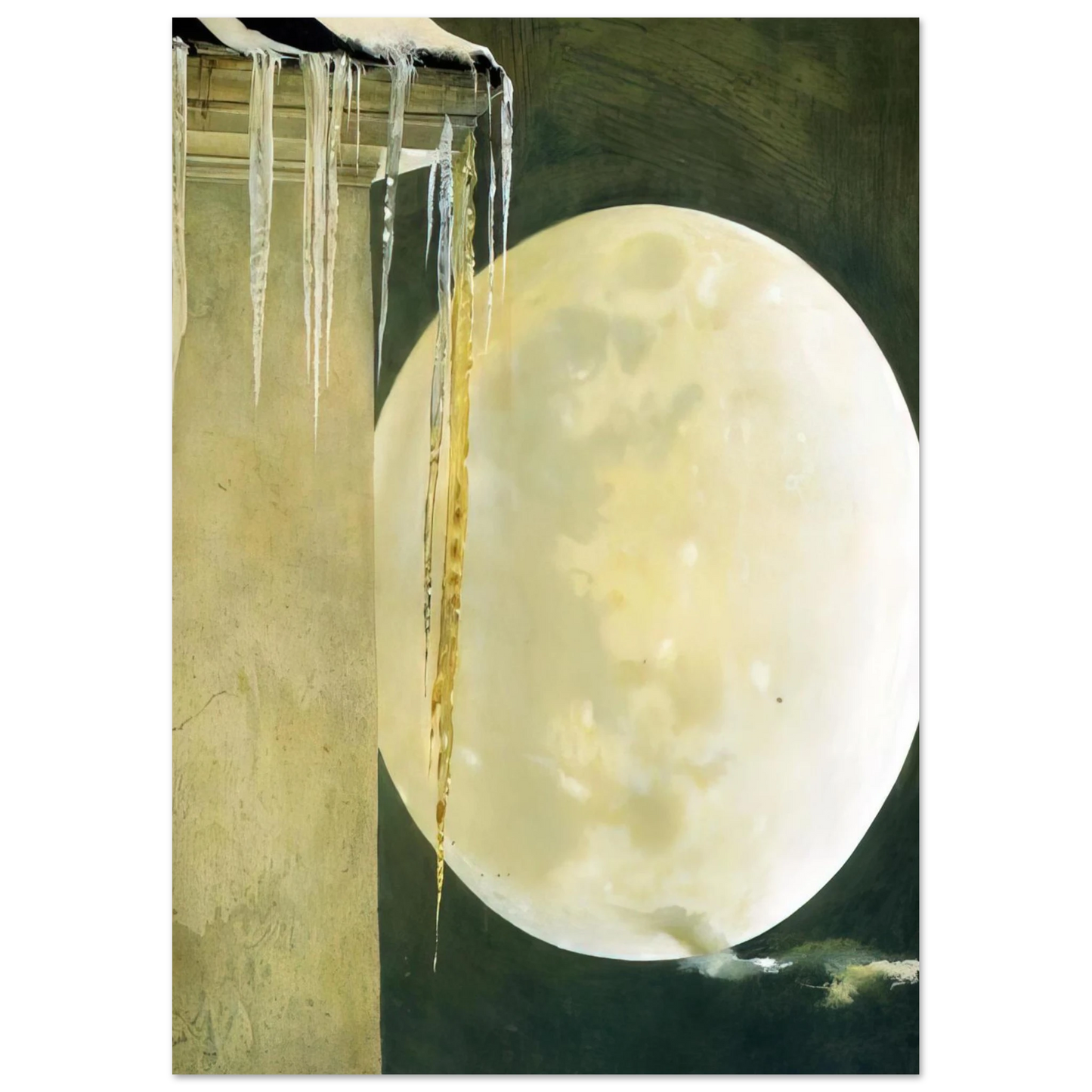 Andrew Wyeth - MOON MADNESS Wall Art - 21x29.7 cm / 8x12" - Premium Wooden Framed Poster With Fine Art Paper - White frame