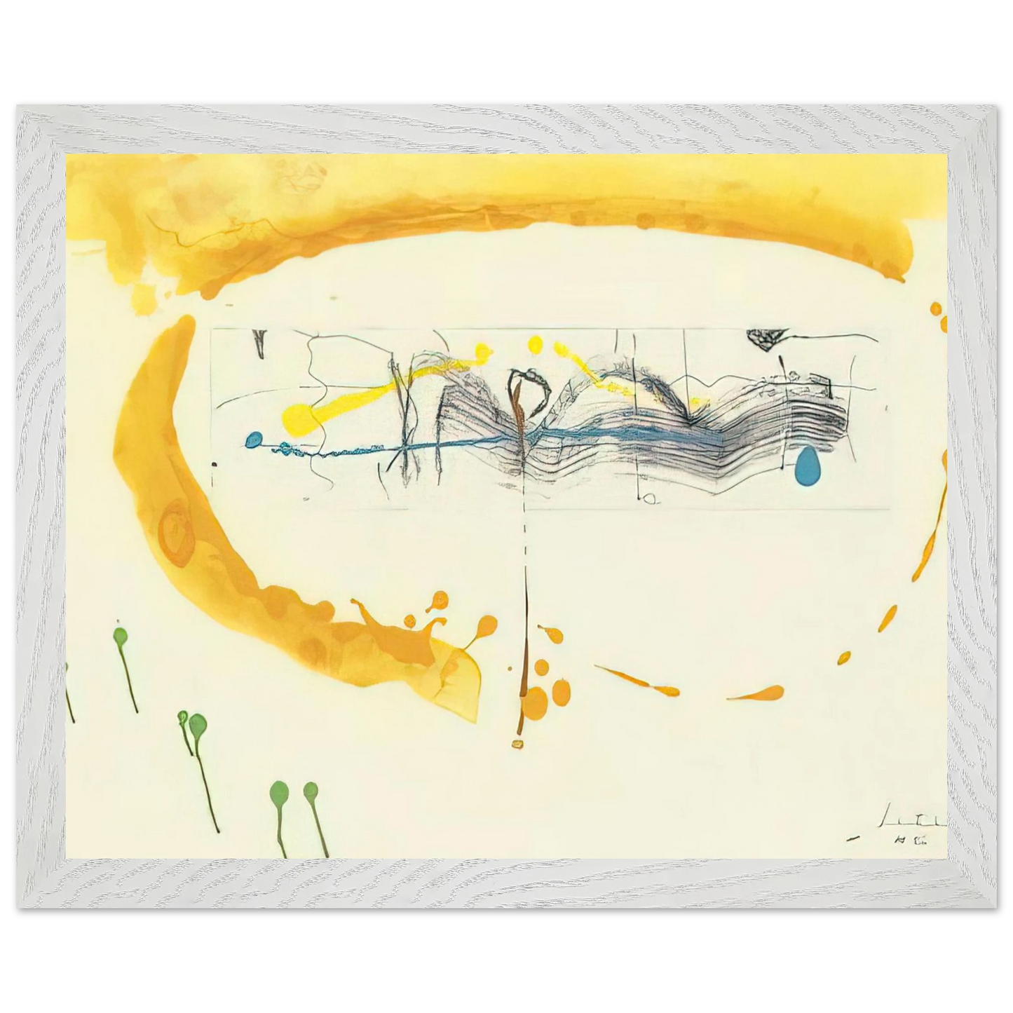Helen Frankenthaler - Making Music - 2000 Wall art - 27x35 cm / 11x14 inches - Premium Wooden Framed Poster With Fine Art Paper - White frame