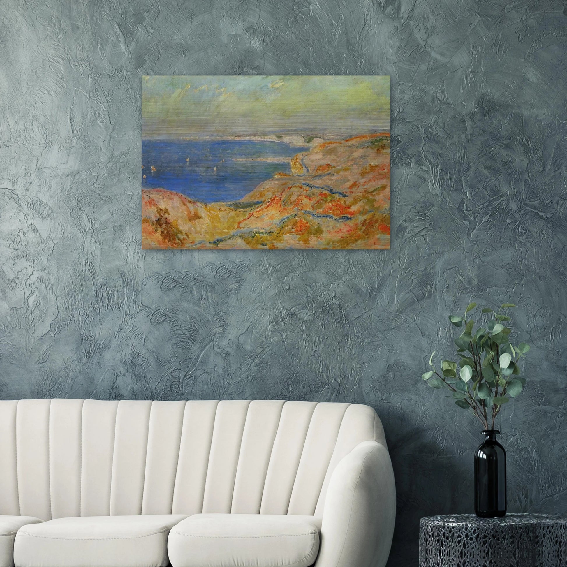 On the Cliff near Dieppe - claude monet Brushed Aluminum Print - 70x100 cm / 28x40 inches | claude monet Aluminum Print | claude monet Prints