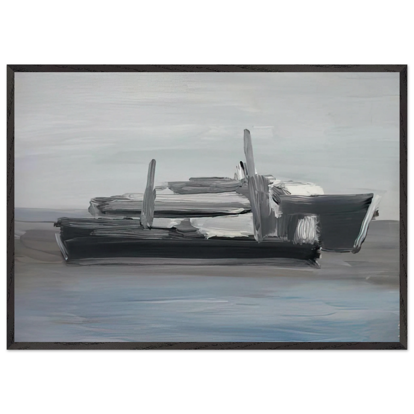 Marine - Lyrical Abstraction - Nicolas de Stael Framed Art Print – Black Wooden Frame - Default Title - -Framed Art Print