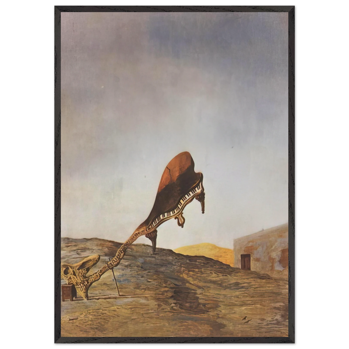 SKULL WITH ITS LYRIC APPENDAGE LEANING ON A BEDSIDE TABLE WHICH SHOULD HAVE THE EXACT 1934 - Salvador Dali Framed Art Print – Black Wooden Frame - Default Title - -Framed Art Print