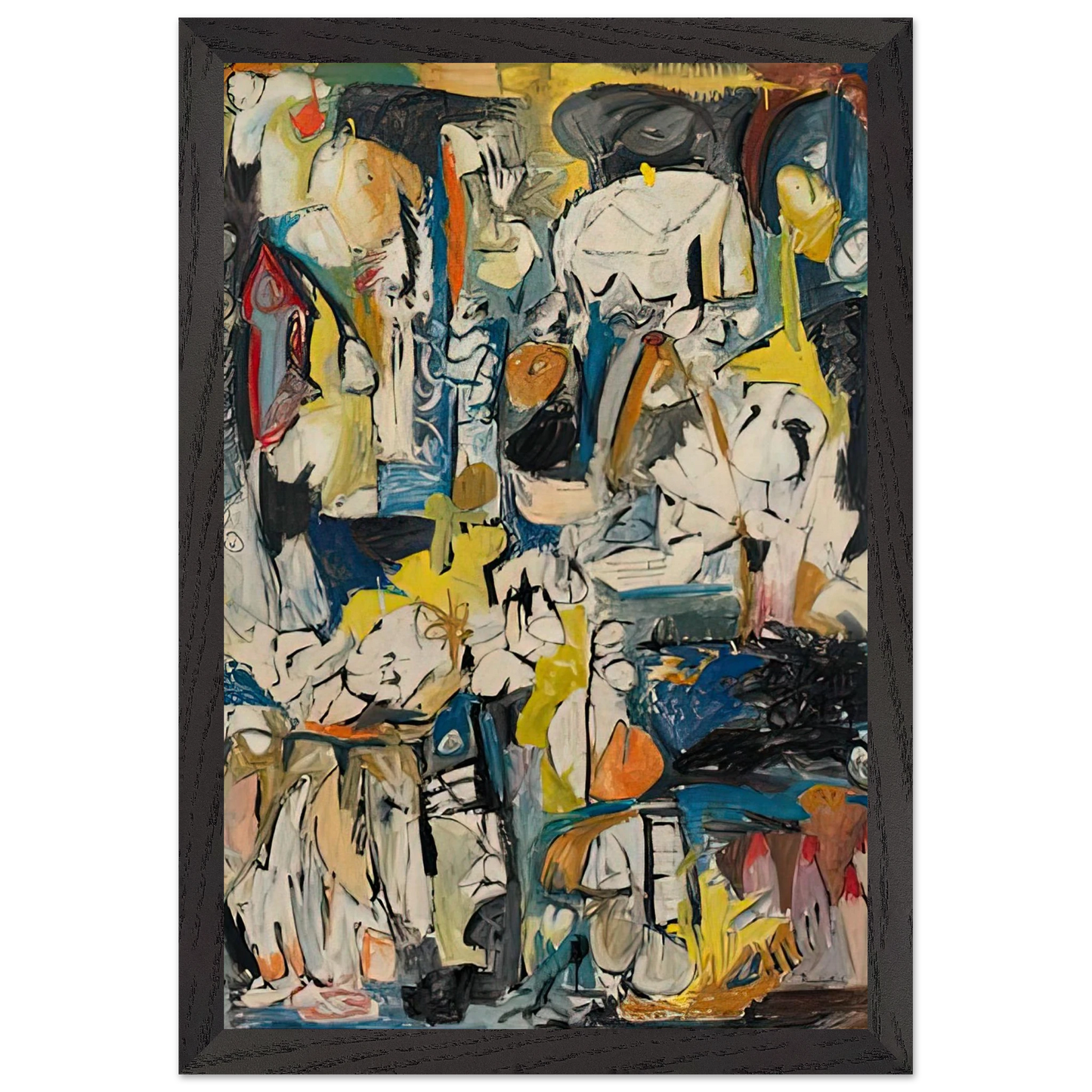 Helen Frankenthaler - Village, 1951- Wall Art - 21x29.7 cm / 8x12" - Premium Wooden Framed Poster With Fine Art Paper - White frame
